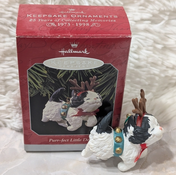 Vintage Hallmark 1998 Kitty Keepsake Ornament Purr-fect Little Deer - Picture 2 of 8